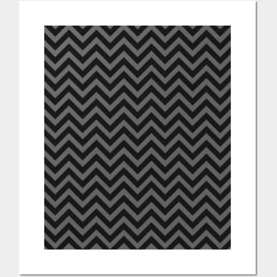 Grey and Black Chevron Zig Zag Posters and Art